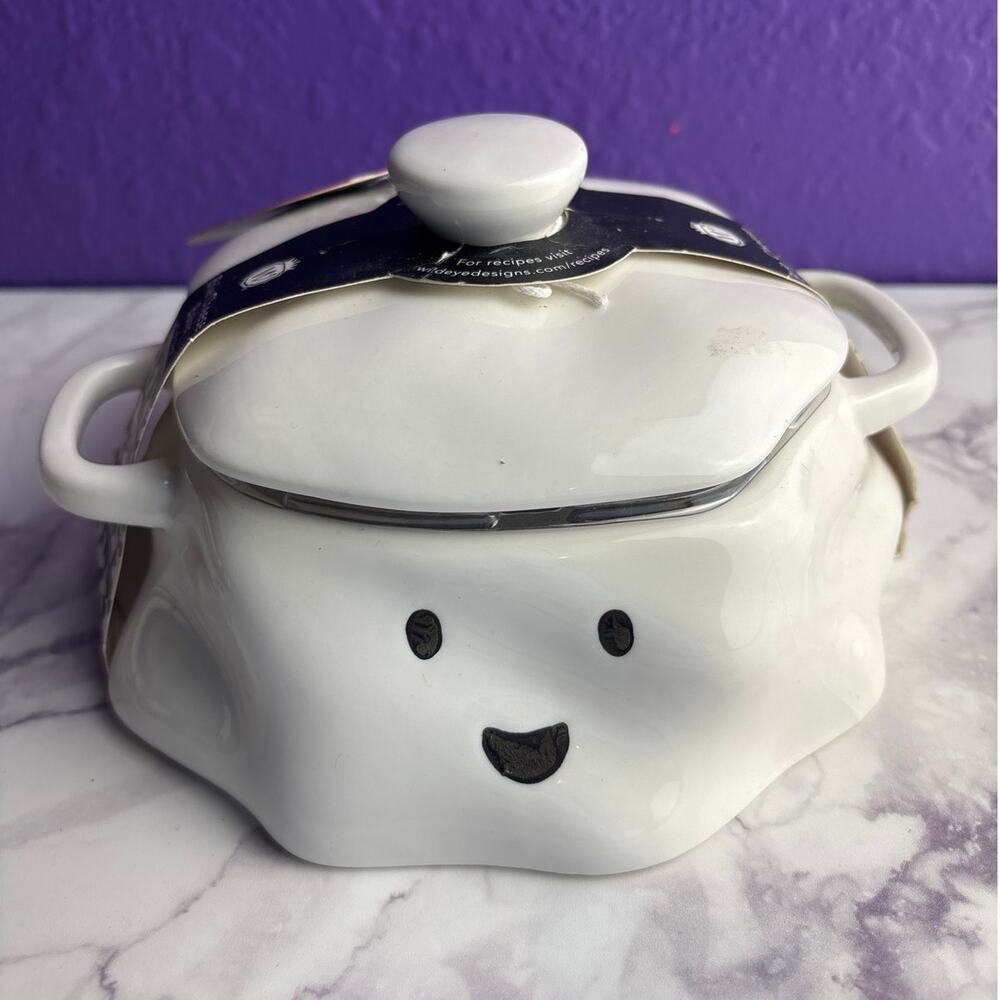 Jack O Brie Ghost Brie Baker Ceramic Lidded Halloween Cheese Baking Dish New Tag